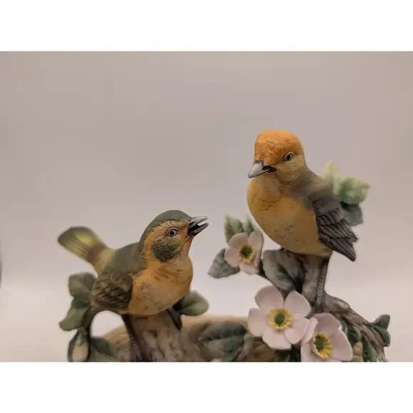 Andrea by Sadek Warbler Bird Figurine Flowering Branch 7.5" - Picture 3 of 9